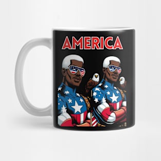 America Black Male Comic Book Superhero Patriotic July 4 USA Mug